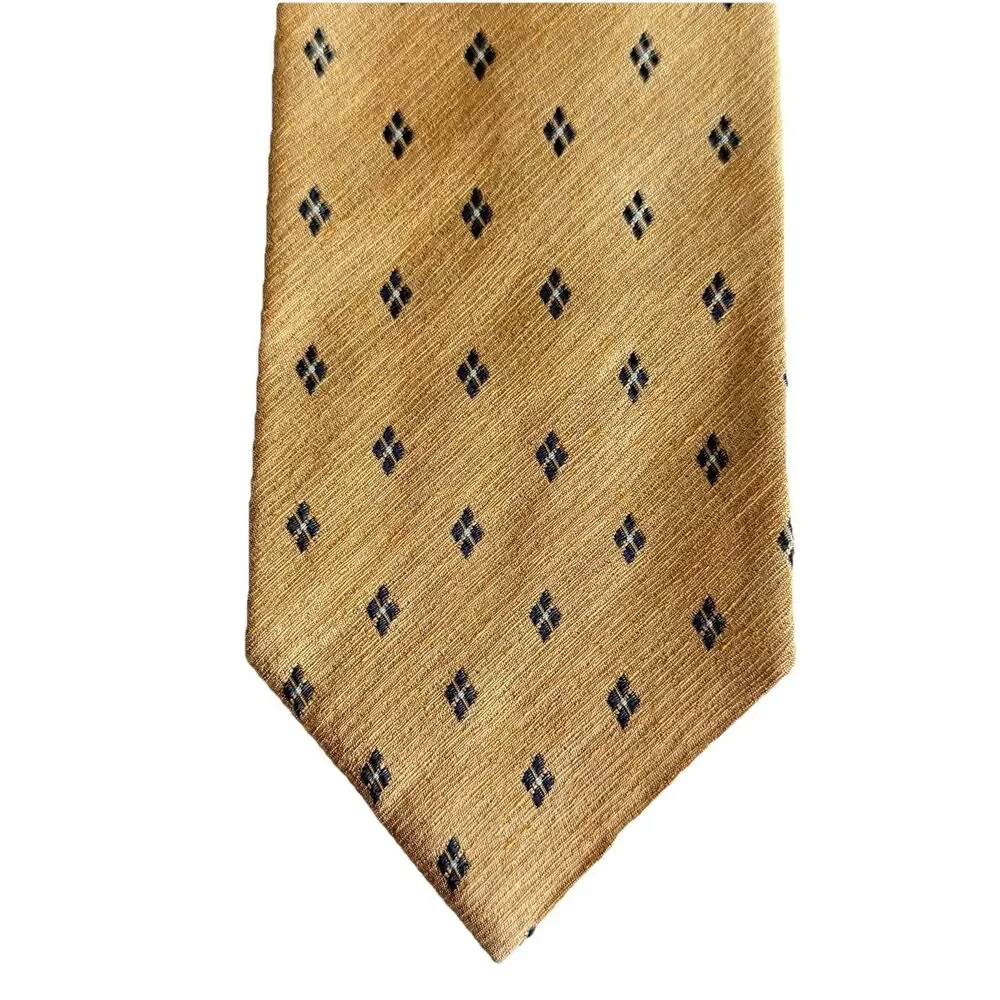 JOSEPH ABBOUD Men's 100% Silk Tie ITALY Designer Gold Yellow Blue Diamond 58